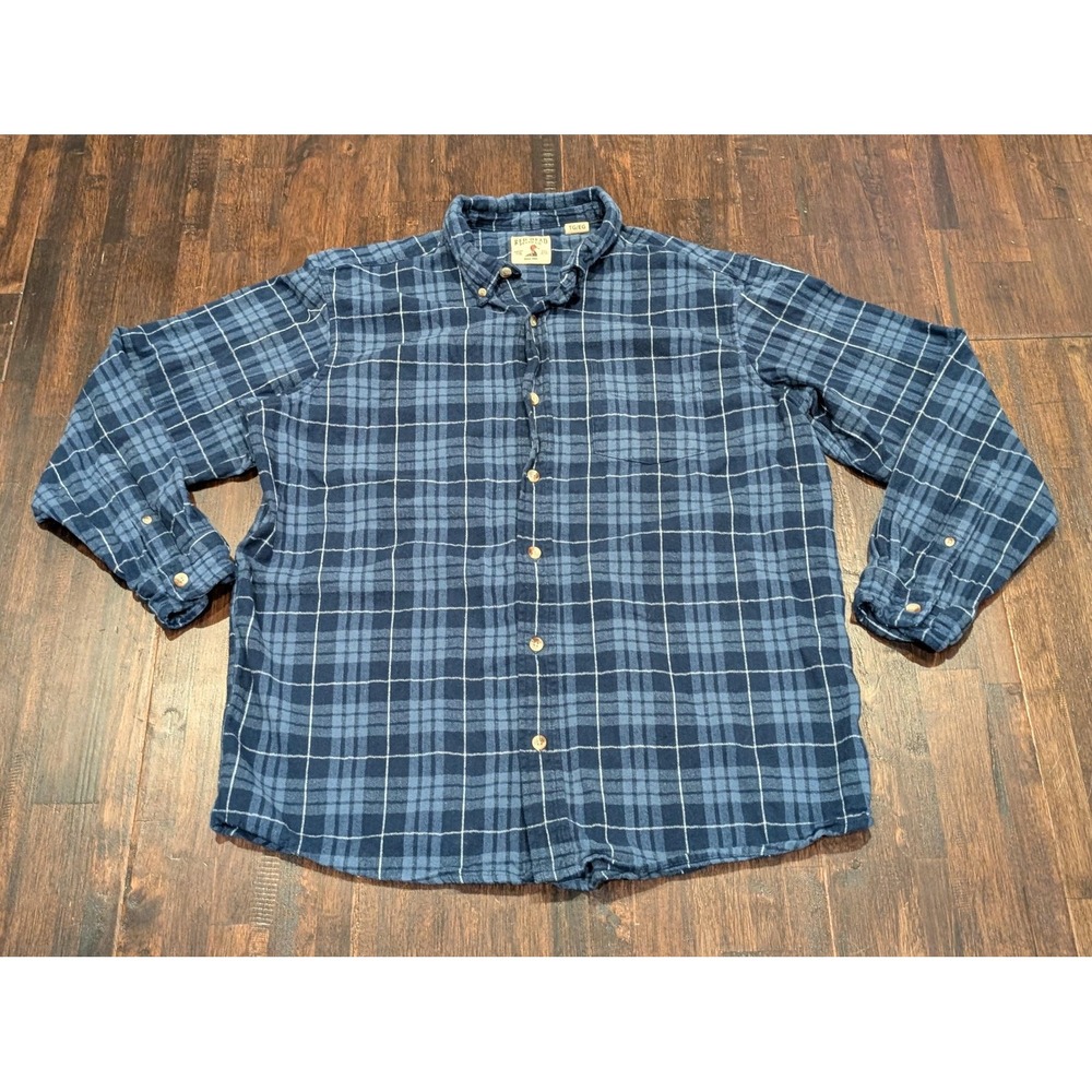 Red Head Flannel Long Sleeve Shirt Mens‎ XL Blue Plaid Button Up Outdoor